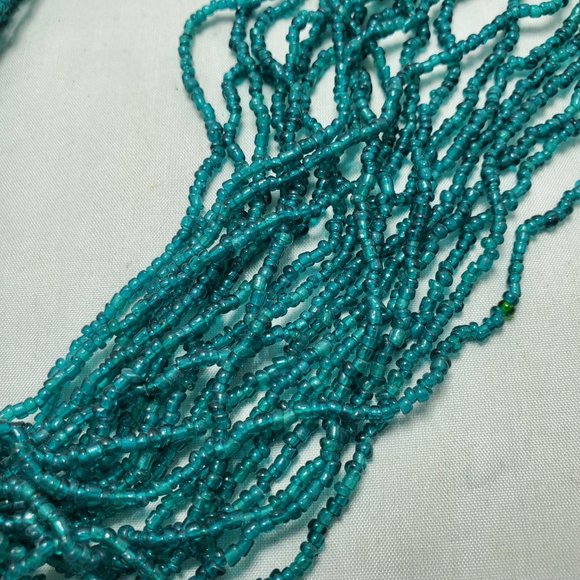 Signature green seed bead multi strand necklace 20 strand - Picture 6 of 8